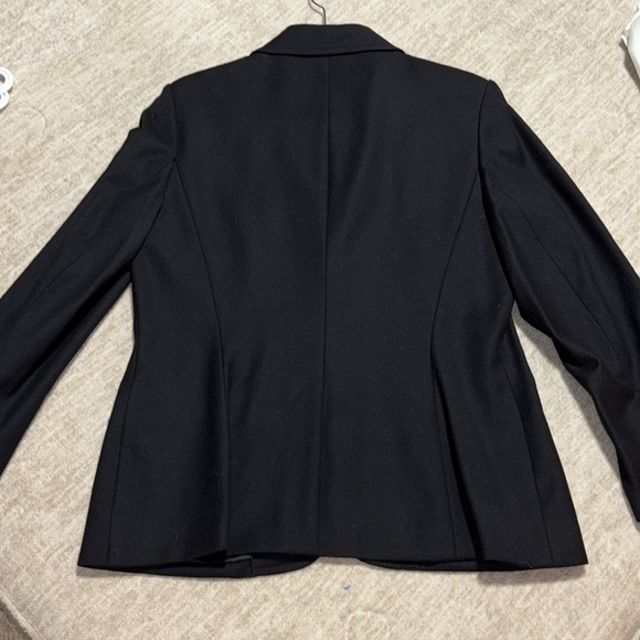 Sz 12 Wool Black blazer Talbots Stretch made in Italy 3 button knotch collar - Picture 5 of 8